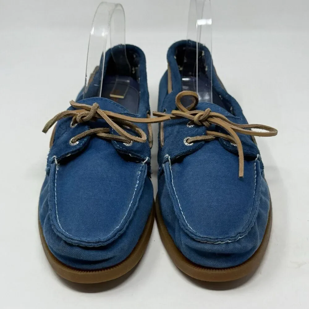 Sperry Top Sider Boat Shoes Mens 11.5 M Blue Canvas Suede 2 Eye Moccasins Preppy